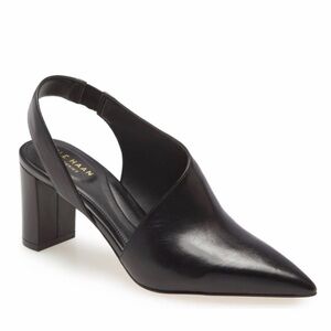 Cole Haan Vania D’Orsay Black Leather Slingback Pumps Size 8.5B